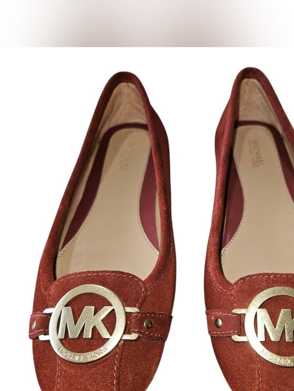 Michael Kors Rust Suede MK Logo Slip-On Flats